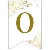 Gouden franjes op witte bruiloft paar namen elegan vlaggetjes (Tweede vlag)