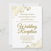 Gouden franjes op witte elegante huwelijksreceptie kaart (Voorkant)