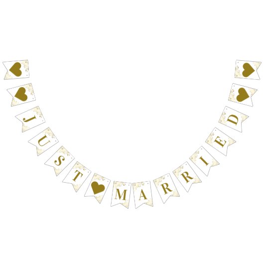 Gouden franjes op witte net getrouwde Passen getro Vlaggetjes (Alle)