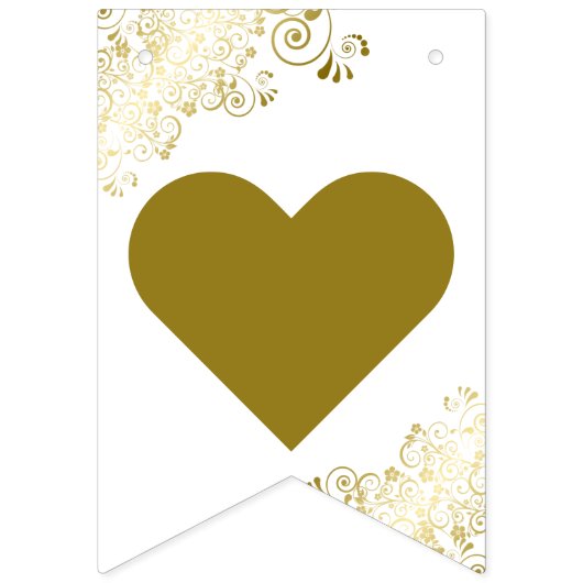 Gouden franjes op witte net getrouwde Passen getro Vlaggetjes (Eerste vlag)