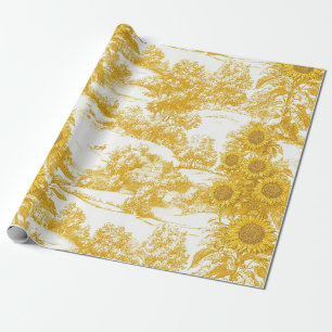 Gouden Frans Landelijk Zonnebloem Toile Patroon Cadeaupapier