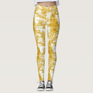 Gouden Frans Landelijk Zonnebloem Toile Patroon Leggings