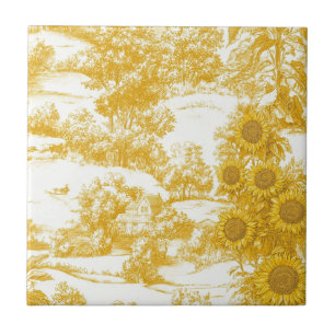 Gouden Frans Landelijk Zonnebloem Toile Patroon Tegeltje