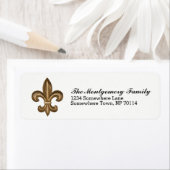 Gouden Franse Fleur De Lis Crest & Familienaam Etiket (Insitu)