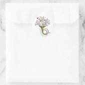 Gouden Franse hoorn, duiven, harten, Vier het leve Ronde Sticker (Tas)