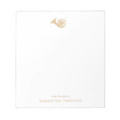 Gouden Franse hoorn Eenvoudige Elegante Muzieklera Notitieblok (Voorkant)