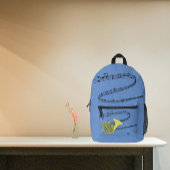 Gouden Franse hoorn tekening wervelde muziek perso Bedrukte Rugzak