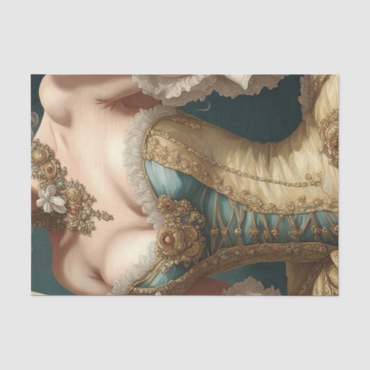 Gouden Franse Parijse Rococo Korset Decoupage Papi Tissuepapier (Voorkant)