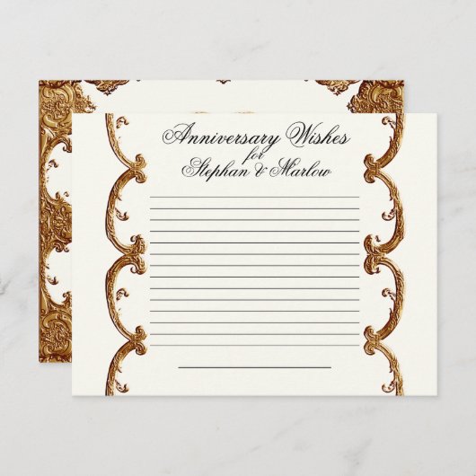 Gouden Franse Wensen met Krul Noten 50ste Verjaard Advieskaart (Voorkant / Achterkant)