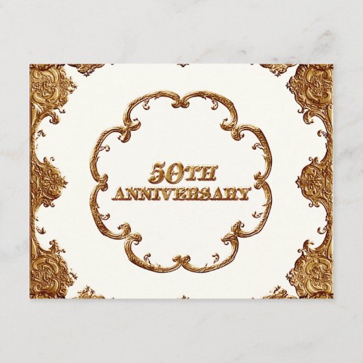 Gouden Franse Wensen met Krul Noten 50ste Verjaard Advieskaart (Achterkant)