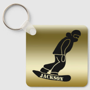 Gouden Freeride Snowboarder Snowboarden Stencil Sleutelhanger