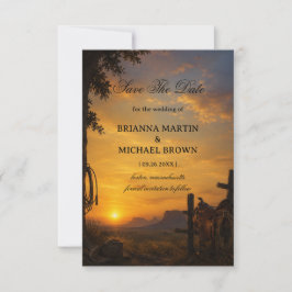 Gouden Frontier Zonsondergang Western Save The Date