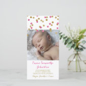 Gouden Fuchsia Dank Je Wel Baby Shower Fotokaarten Bedankkaart (Staand voorkant)