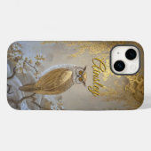 Gouden Fukuro Uil met bloesems Case-Mate iPhone Case (Achterkant (horizontaal))