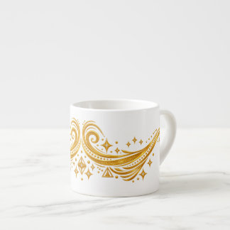 Gouden Galactische Krullen en Sterren Espresso Kop