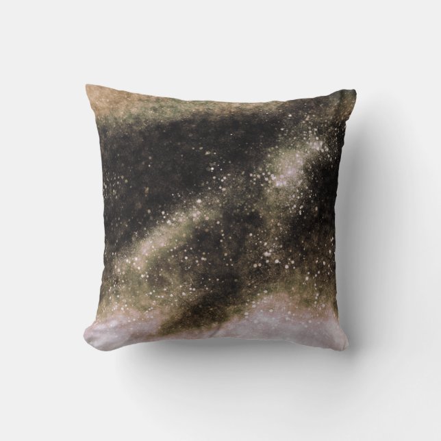 Gouden Galaxy Abstracte Glitters Worpkussen Kussen (Voorkant)