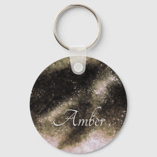 Gouden Galaxy Glitter Abstract Persoonlijk Sleutelhanger