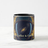 Gouden Galaxy Ruimtevaarder Circulaire Vector Koff Mok (Midden)