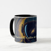 Gouden Galaxy Ruimtevaarder Circulaire Vector Koff Mok (Voorkant links)