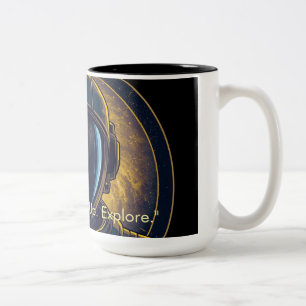 Gouden Galaxy Ruimtevaarder Circulaire Vector Koff Tweekleurige Koffiemok
