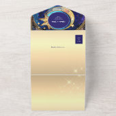 Gouden Galaxy Sterrennacht bruiloft All In One Uitnodiging (Buitenkant)