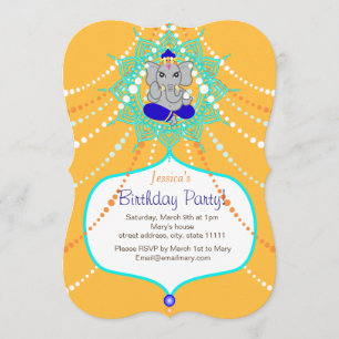 Gouden Ganesh-verjaardags uitnodigingskaart 5" x 7 Kaart