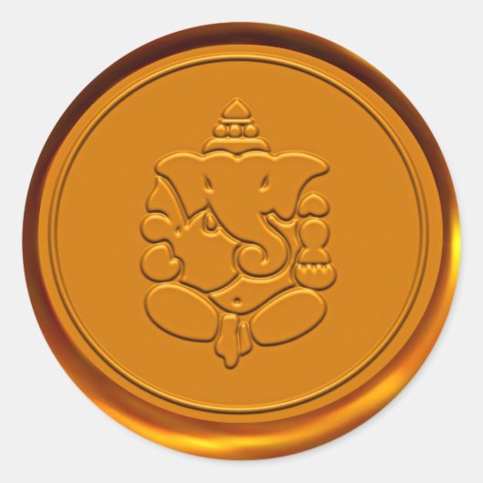 Gouden Ganesha Wax Seal Ronde Sticker (Voorkant)