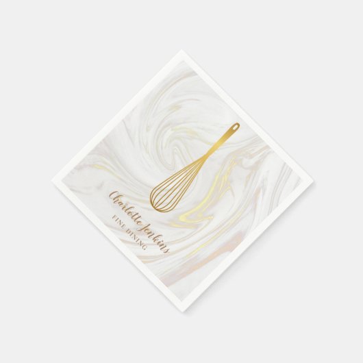 Gouden Gardebakkerij Patisserie Marmeren Krullen Servet (Hoek)