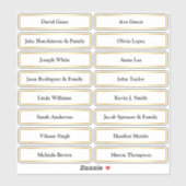 Gouden Gast Namen Bruiloft Plaats Kaart Sticker (Vel)