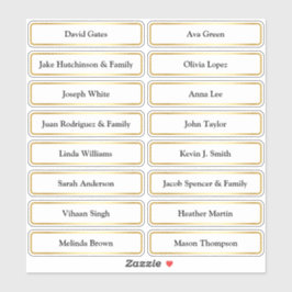 Gouden Gast Namen Bruiloft Plaats Kaart Sticker