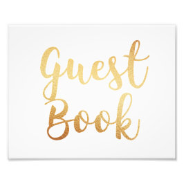 Gouden gastenboek teken. Huwelijks poster. Folie-e Foto Afdruk