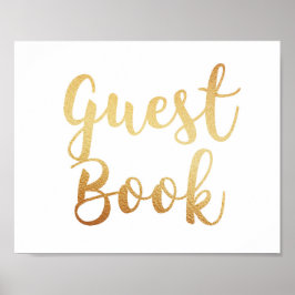 Gouden gastenboek teken. Huwelijks poster. Folie-e Poster