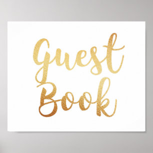 Gouden gastenboek teken. Huwelijks poster. Folie-e Poster