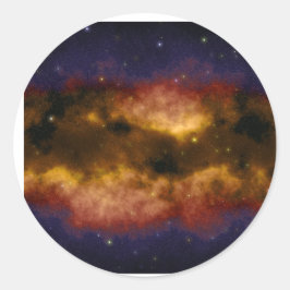 Gouden gaswolkennevel met sterren ronde sticker