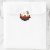 Gouden Gateway | Zonsondergang Meditatie Ronde Sticker (Tas)