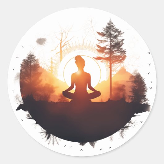 Gouden Gateway | Zonsondergang Meditatie Ronde Sticker (Voorkant)