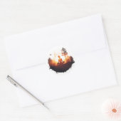 Gouden Gateway | Zonsondergang Meditatie Ronde Sticker (Envelop)