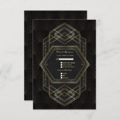 gouden Gatsby 20-s bruiloft RSVP (Voorkant / Achterkant)