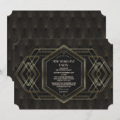  gouden Gatsby Nieuwjaar Kaart (Voorkant / Achterkant)