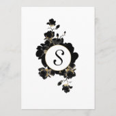 Gouden geaccentueerd zwart bloemenbruiloft Menu (Achterkant)