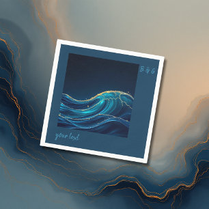 Gouden Geaccentueerde Abstracte Oceaangolven bruil Servet
