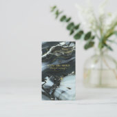 Gouden geaderde blauwe marmeren edelsteen boutique visitekaartje (Staand voorkant)