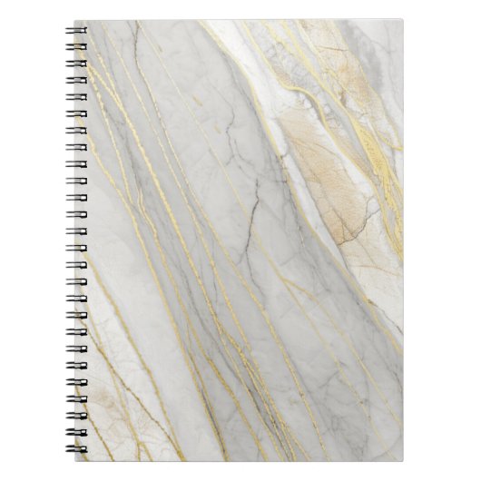 Gouden Geaderde Carrara Marmer Textuur Notitieboek (Voorkant)