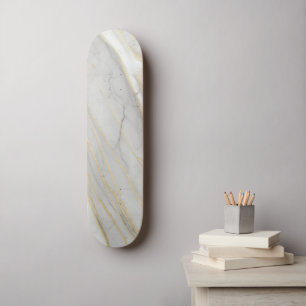 Gouden Geaderde Carrara Marmer Textuur Persoonlijk Skateboard