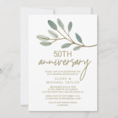 Gouden Geaderde Eucalyptus 50ste Huwelijksverjaard Kaart (Voorkant)