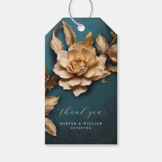 Gouden gebladerte dank u cadeaulabel (Voorkant)