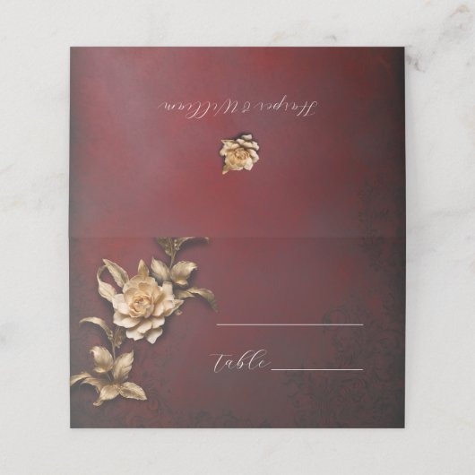 Gouden gebladerte vintage trouwplaats kaart plaatskaartje (Buitenkant ongevouwen)