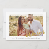 Gouden Geblessed Kerst Foto Kaart (Voorkant)