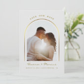 Gouden Gebogen Lijst Huwelijksfoto Save The Date (Staand voorkant)