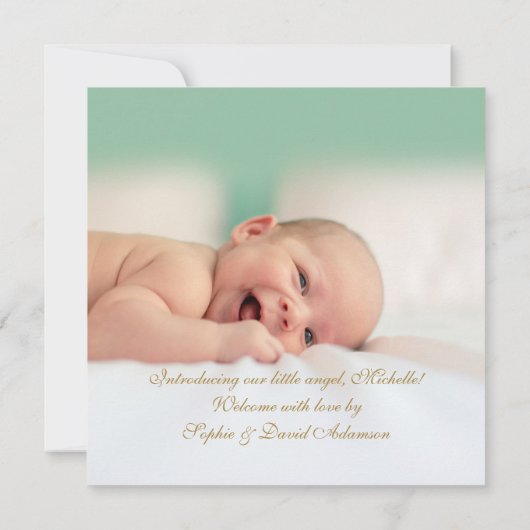 Gouden Geboorteaankondiging Keepsake Edelsteen Fot Aankondiging (Achterkant)